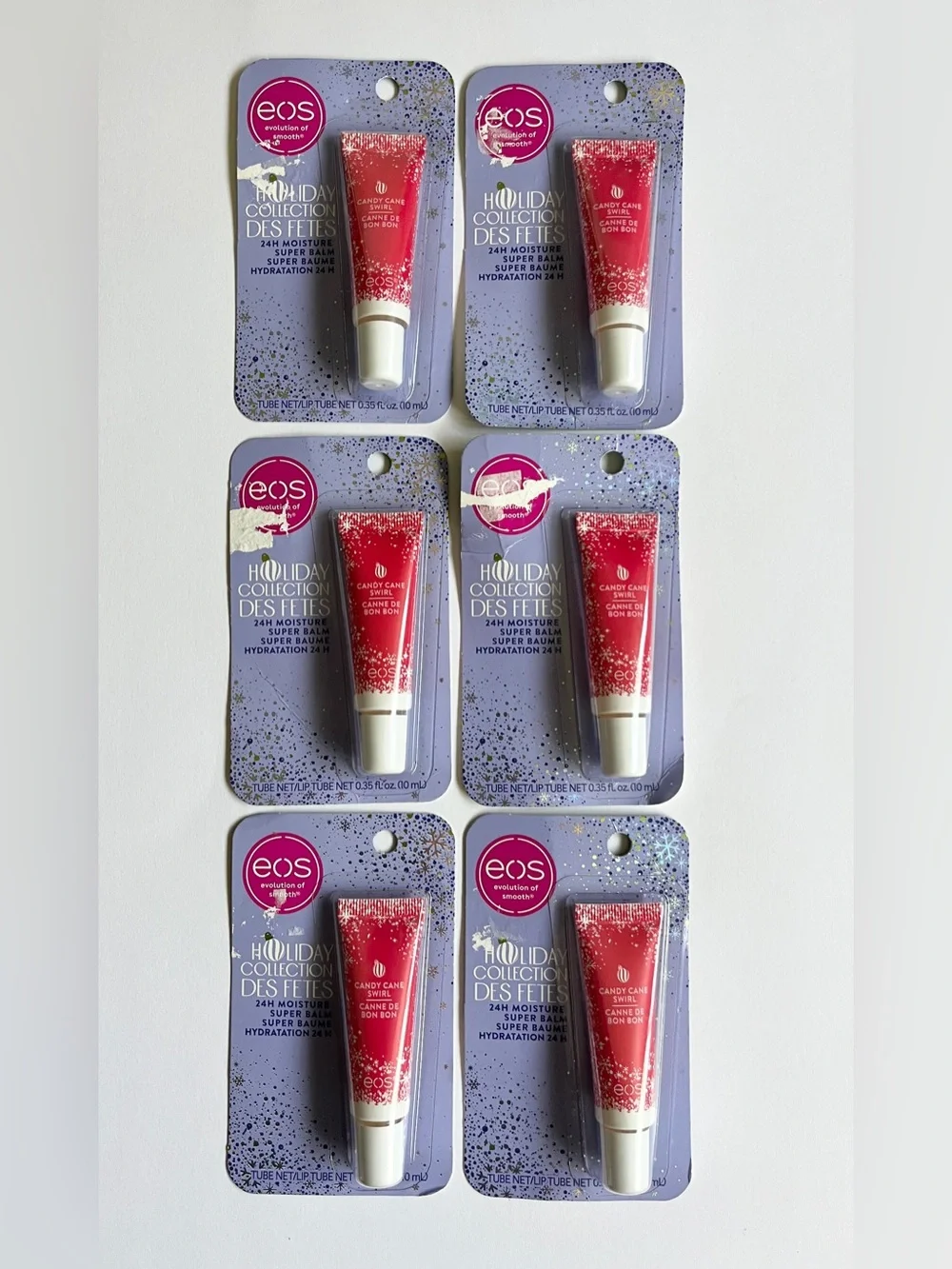 x6 EOS Candy Cane Swirl Super Balm Holiday Collection Lip Peppermint Christmas